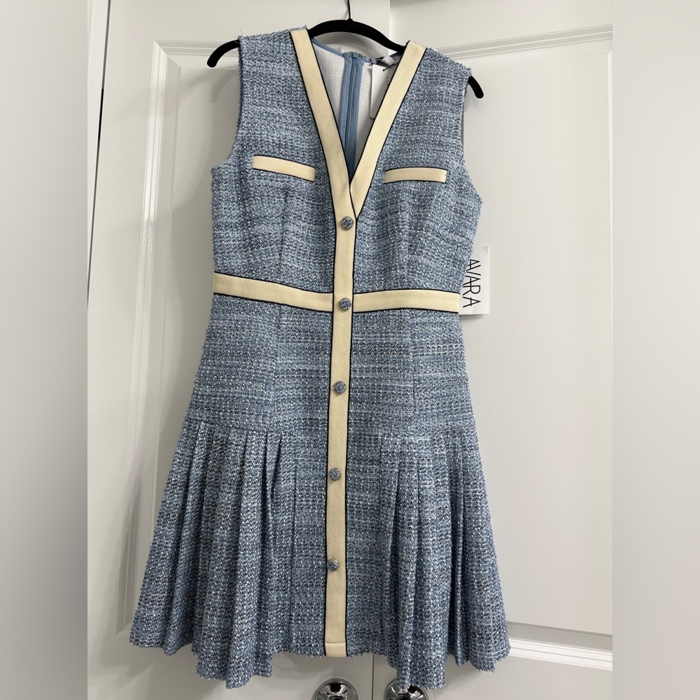 Current Air Blue and Cream Tweed Dress